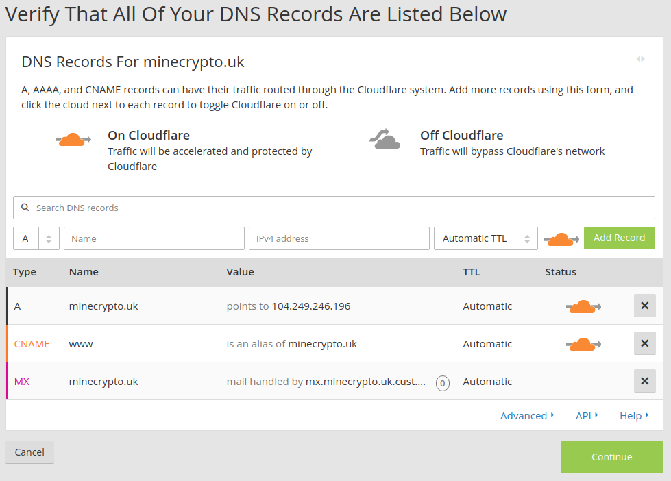 Verify DNS Record findingsVerify DNS Record findings