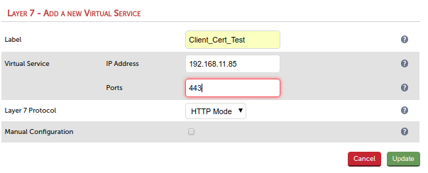 Enter values in new HAProxy virtual service