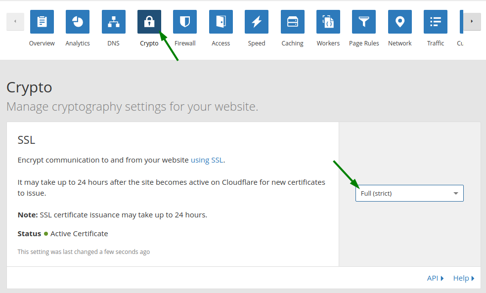 managing cryptography settings