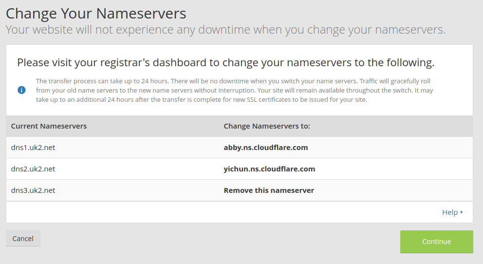 changing the nameservers for your domain name