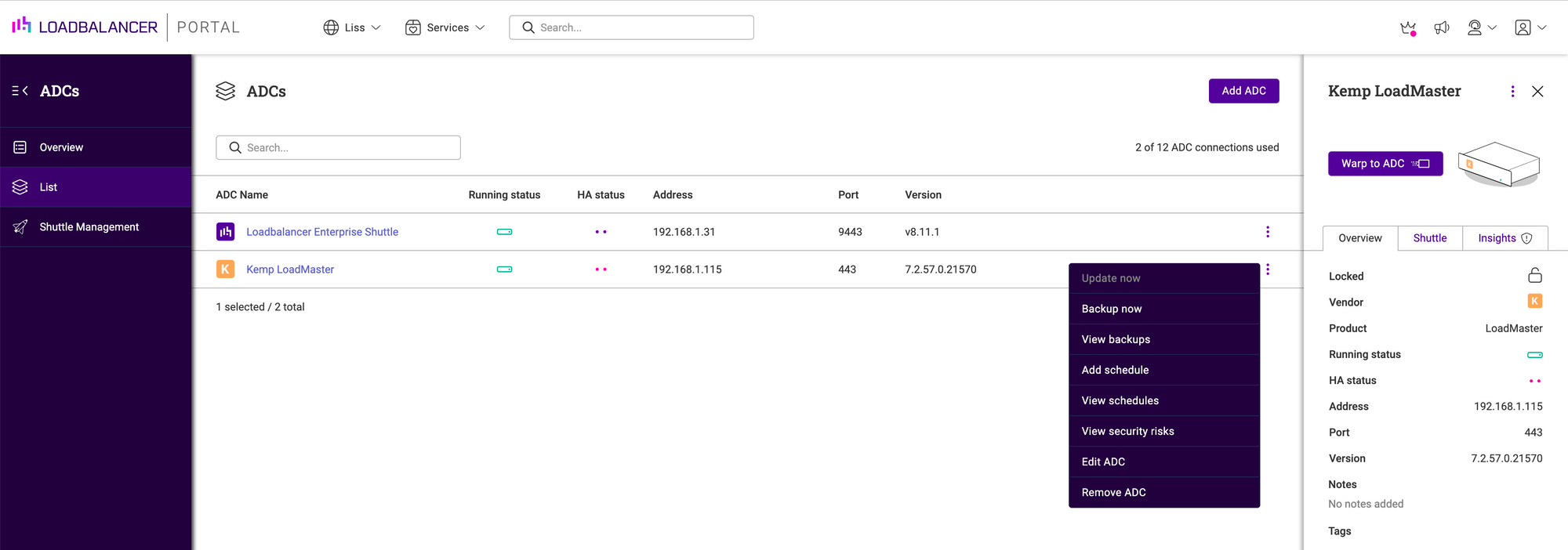 How do you connect your Kemp LoadMaster to the ADC Portal?