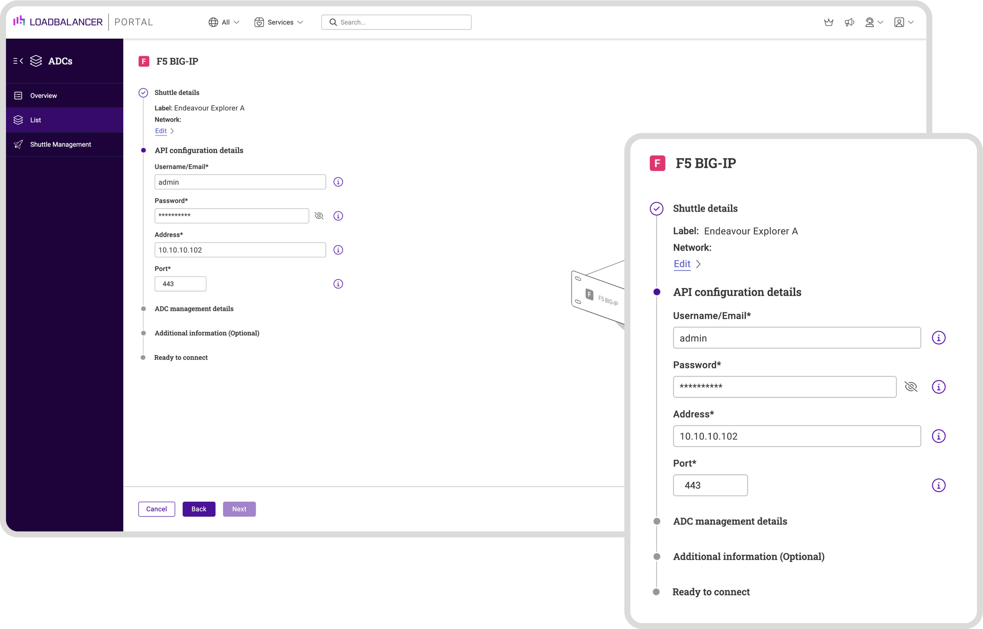 How to set up and manage an F5 in the ADC Portal