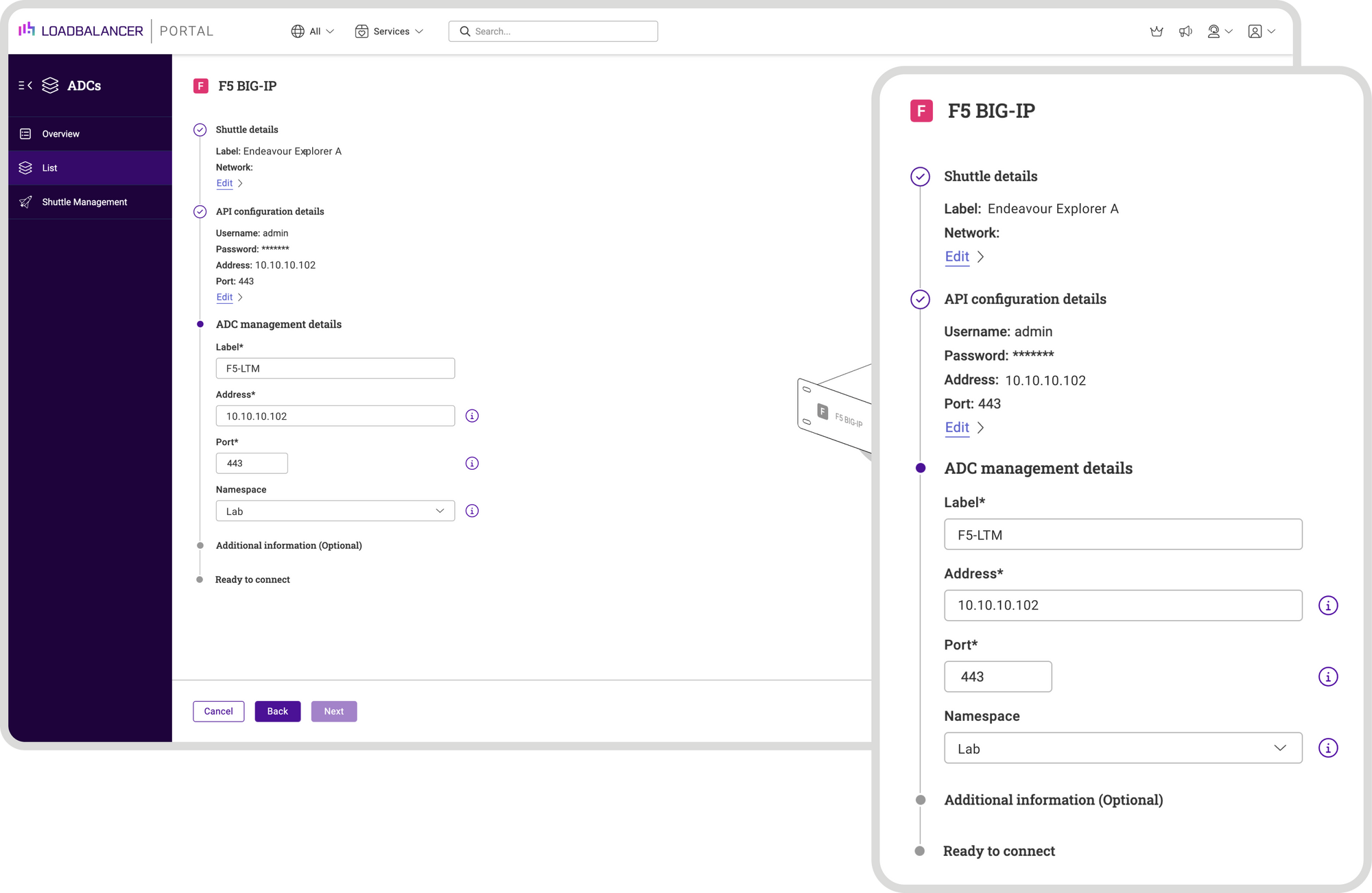 How to set up and manage an F5 in the ADC Portal