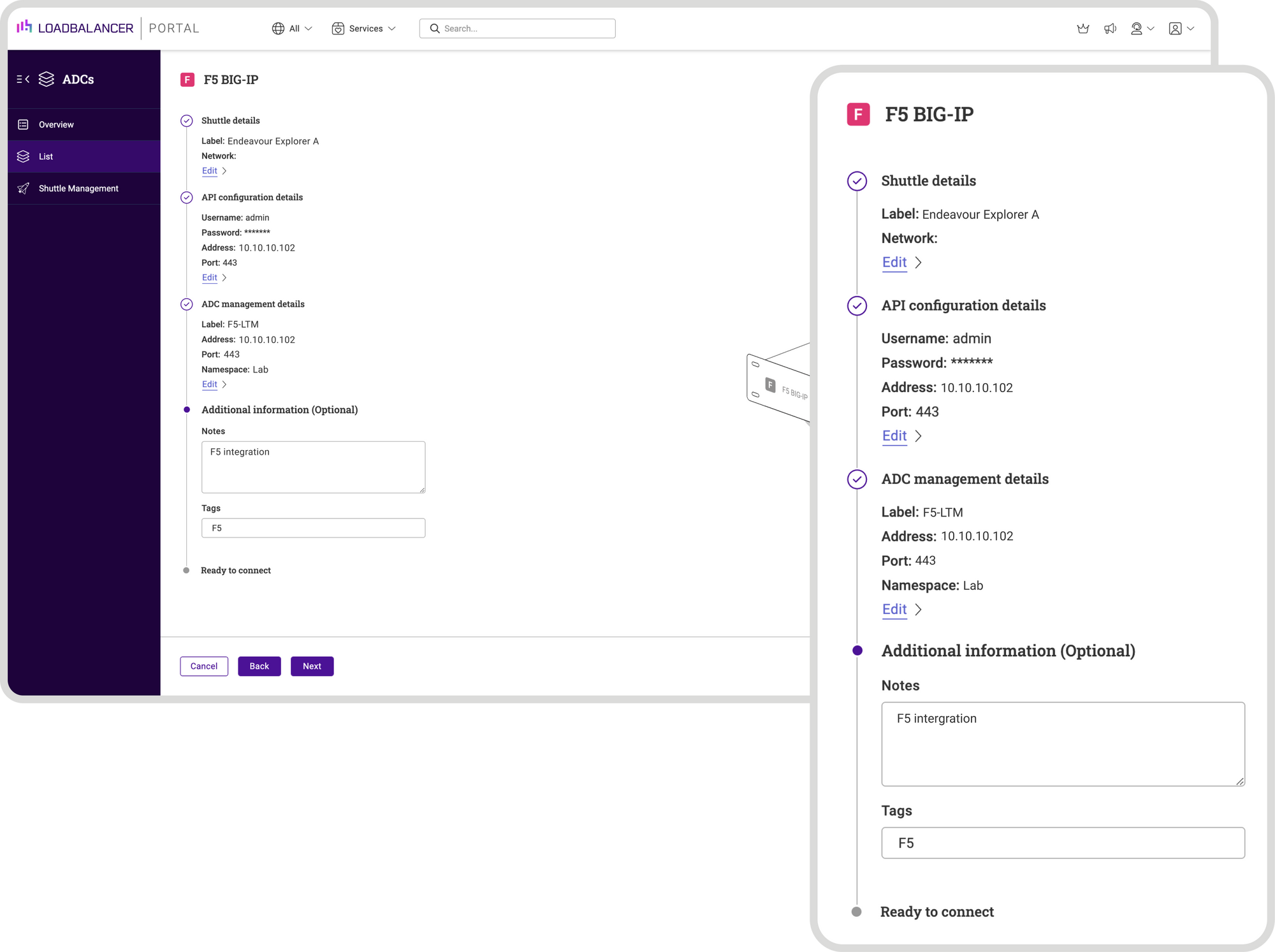 How to set up and manage an F5 in the ADC Portal