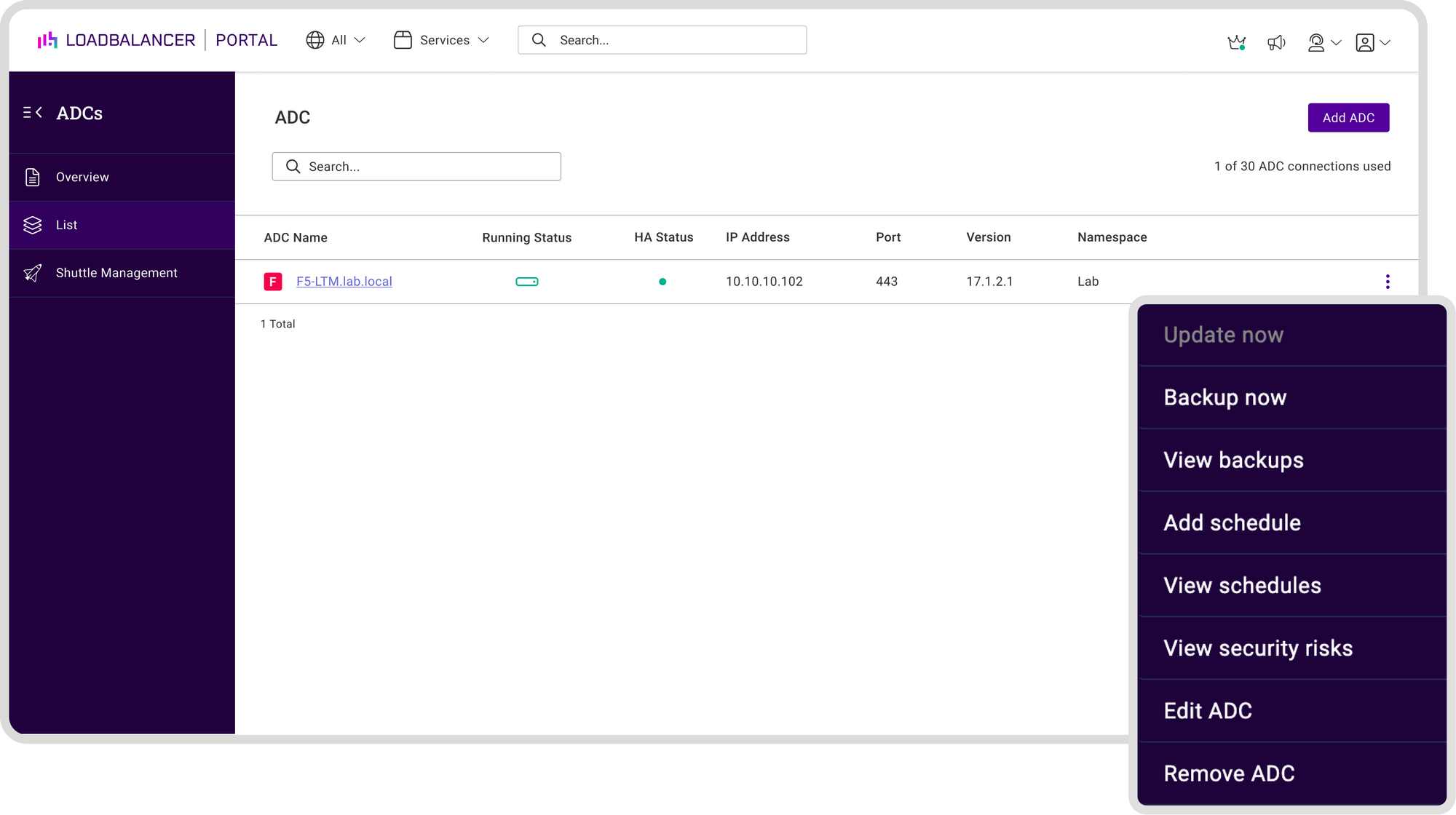 How to set up and manage an F5 in the ADC Portal