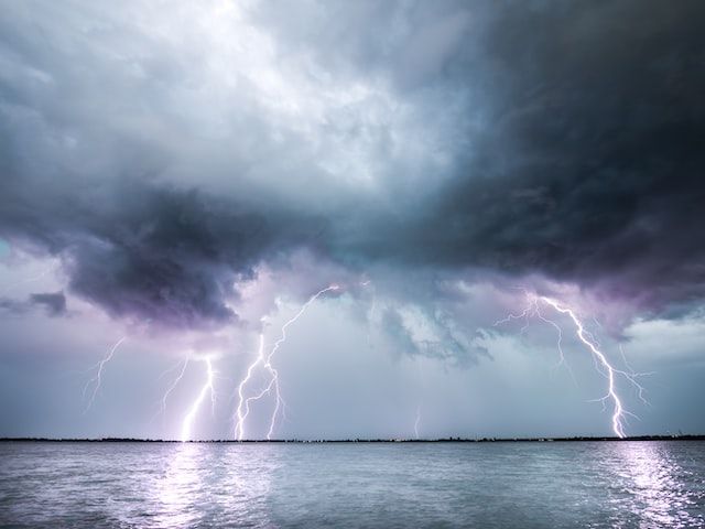 storm clouds with lightening blots