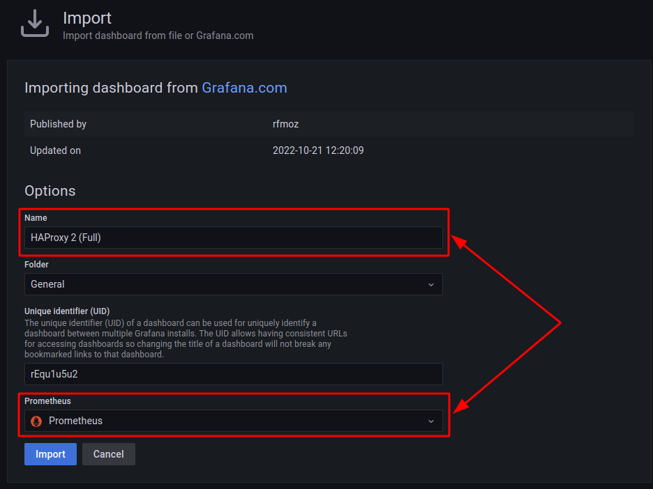Using Grafana with your appliance